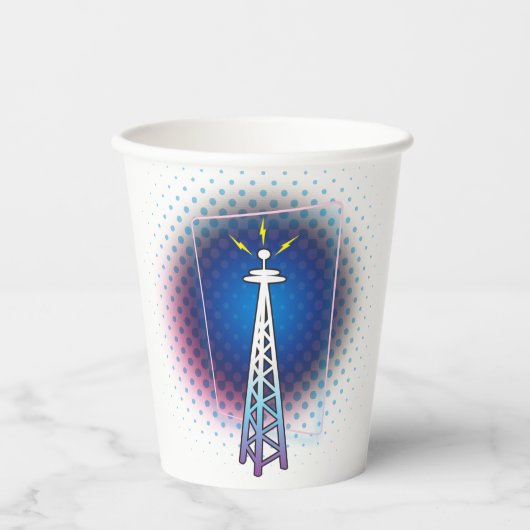 Radio Tower Grafisch Papieren Bekers (Voorkant)