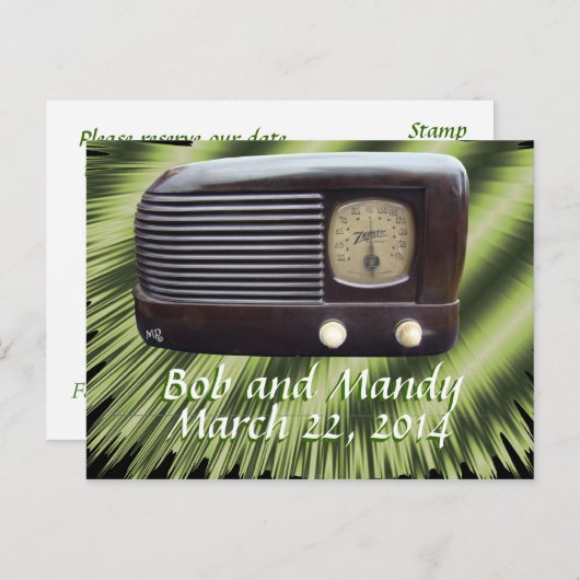  radio-uitnodiging-aanpassen aankondigingskaart (Voorkant / Achterkant)