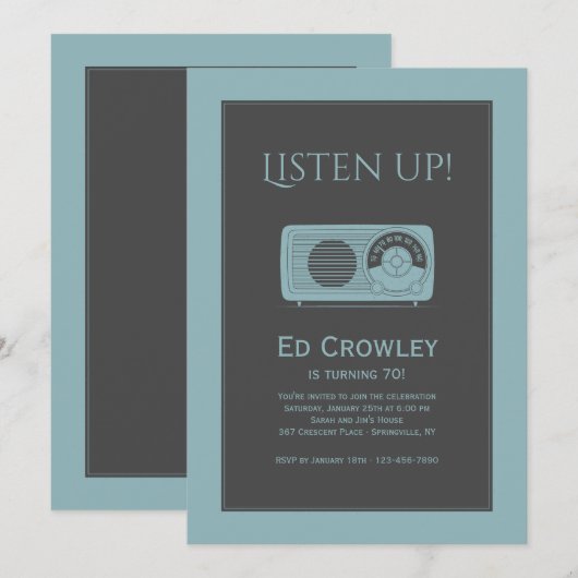  radio-uitnodiging kaart (Voorkant / Achterkant)