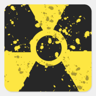 RADIOACTIEF-4 HET RADIOACTIEVE TEKEN GRAP VAN HET VIERKANTE STICKER