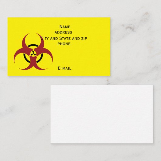 Radioactief biogevaar in rood en zwart visitekaartje (Voorkant / Achterkant)