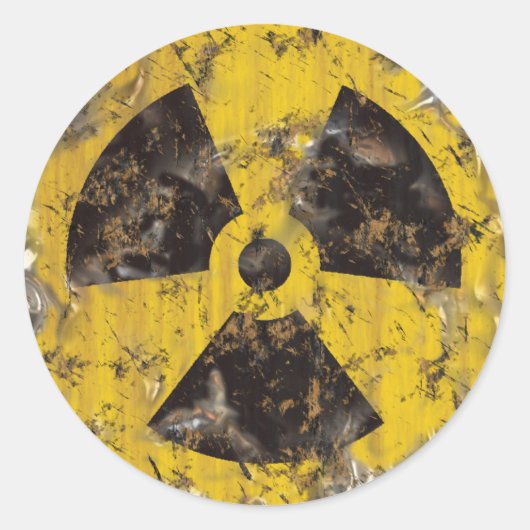 Radioactief gerustd ronde sticker (Voorkant)