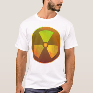 Radioactief gloed met nucleair symbool t-shirt