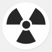 Radioactief symbool! ronde sticker (Voorkant)