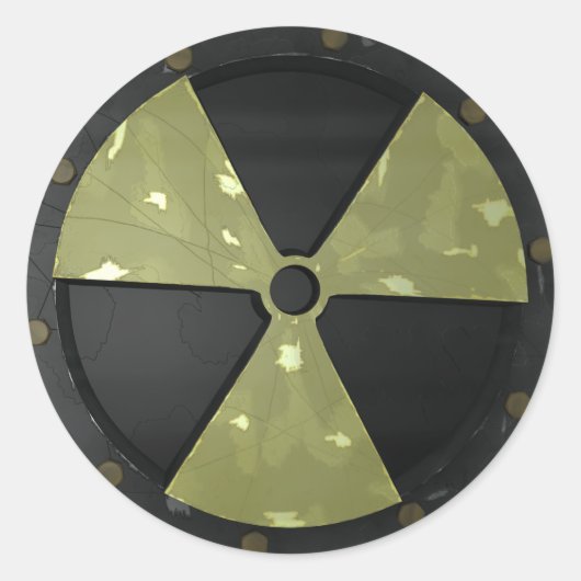 Radioactief waarschuwingssymbool ronde sticker (Voorkant)