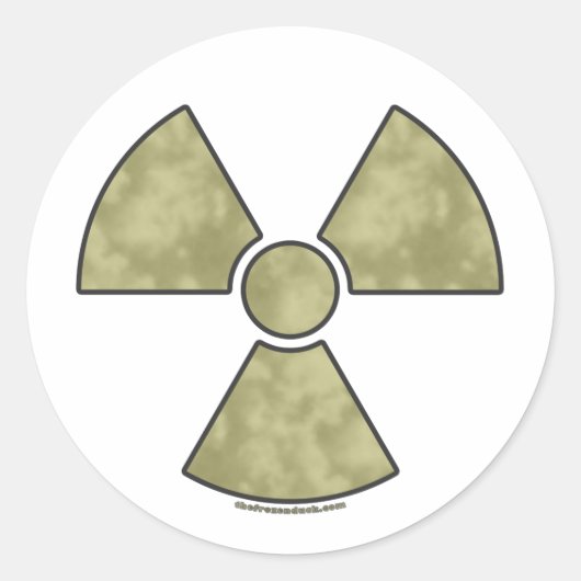 Radioactief waarschuwingssymbool ronde sticker (Voorkant)
