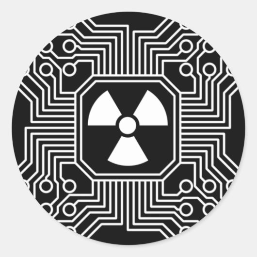 Radioactieve circuitsticker ronde sticker (Voorkant)
