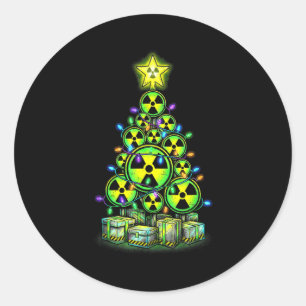 Radioactieve Kerstboom Grafisch Nucleaire Waarschu Ronde Sticker