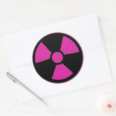 Radioactieve roze ticker ronde sticker (Envelop)