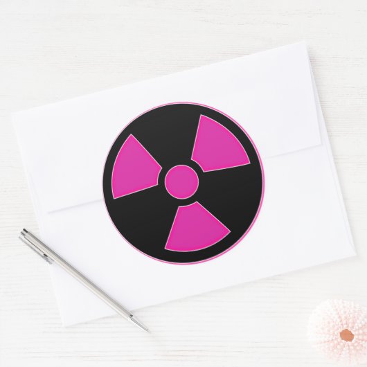 Radioactieve roze ticker ronde sticker (Envelop)