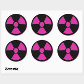 Radioactieve roze ticker ronde sticker (Vel)