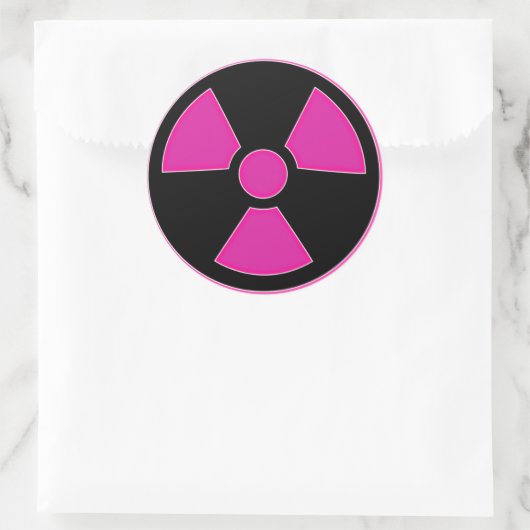 Radioactieve roze ticker ronde sticker (Tas)