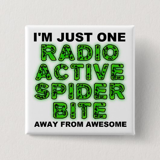 Radioactieve Spin Bijt Grappige Knop Badge Vierkante Button 5,1 Cm (Voorkant)
