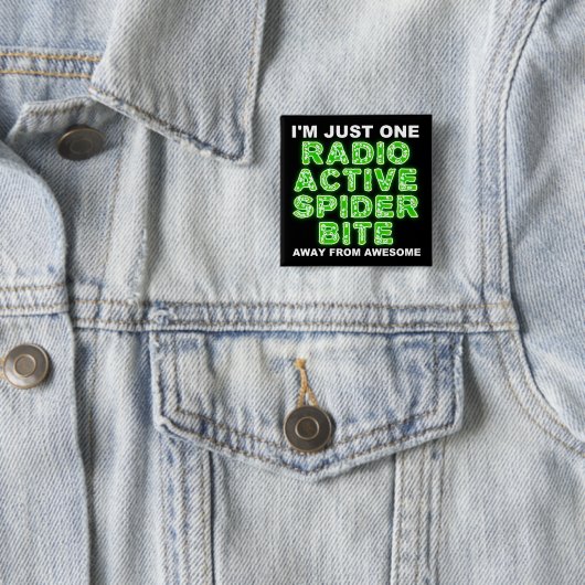 Radioactieve Spinnenbeet Grappige Knop Badge Vierkante Button 5,1 Cm (In situ)