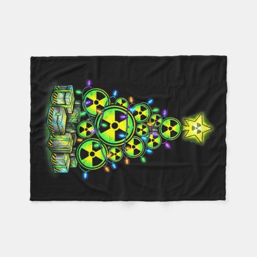 Radioactive Christmas Tree Graphic Nuclear Warning Fleece Deken (Voorkant (Horizontaal))