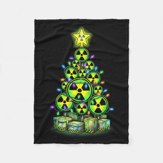 Radioactive Christmas Tree Graphic Nuclear Warning Fleece Deken (Voorkant)