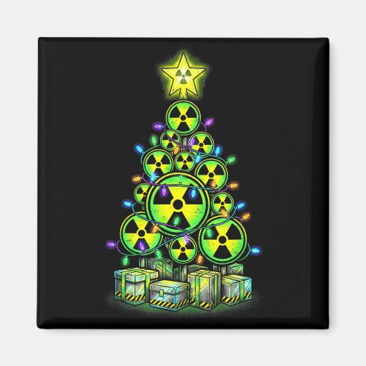 Radioactive Christmas Tree Graphic Nuclear Warning Magneet (Voorkant)