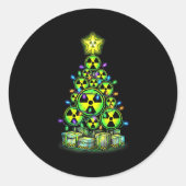 Radioactive Christmas Tree Graphic Nuclear Warning Ronde Sticker (Voorkant)
