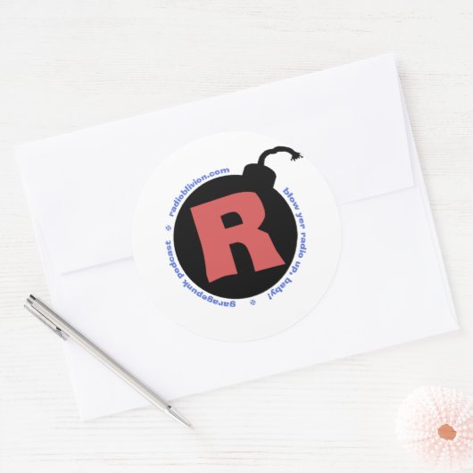 RadiOblivion R-bom Ronde Sticker (Envelop)