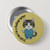 Radiograaf, arts, Radioligand Therapie Ronde Button 7,6 Cm (Voorkant /achterkant)