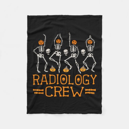 Radiologie Crew Dancing Skelet Pompoen Fun Hallow Fleece Deken (Voorkant)