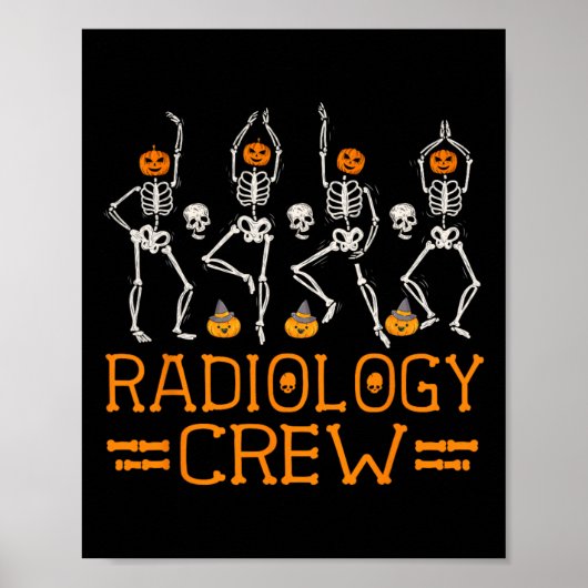 Radiologie Crew Dancing Skelet Pompoen Fun Hallow Poster (Voorkant)