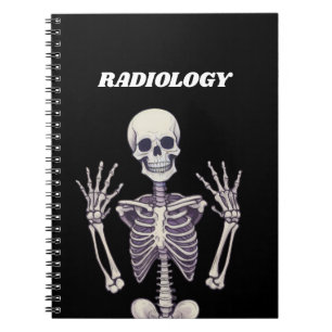 Radiologie Grappig Skelet Poseren Donkere Medische Notitieboek