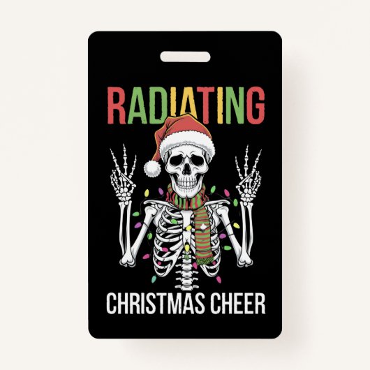 Radiologie Kerstman Skeleton Xray Technician Badge (Voorkant)