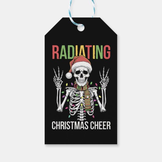 Radiologie Kerstman Skeleton Xray Technician Cadeaulabel (Achterkant)