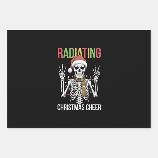 Radiologie Kerstman Skeleton Xray Technician Inpakpapier Vel (Voorkant)