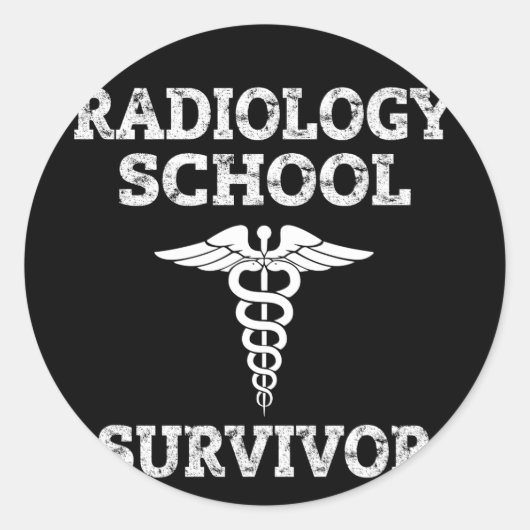Radiologie School overlevende Caduceus Ronde Sticker (Voorkant)