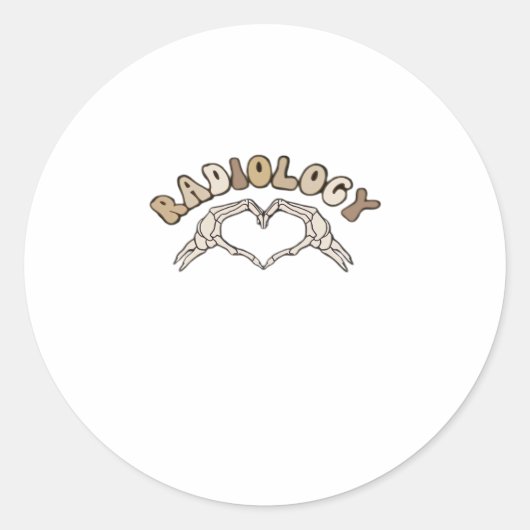 Radiologie Skelet Hart Handen Klassiek Ronde Sticker (Voorkant)