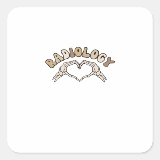 Radiologie Skelet Hart Handen Klassiek Vierkante Sticker (Voorkant)