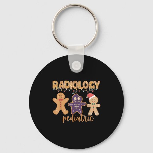 Radiologie Tech Pediatrisch Kerstman van Gemberkoe Sleutelhanger (Voorkant)