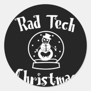 Radiologie Tech Sneeuw Wereldbol Kerst Ronde Sticker