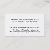 Radiologie voor medische beeldvorming visitekaartje (Achterkant)