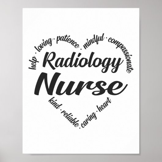 Radiologie Zurse Heart Word Cloud Poster (Voorkant)