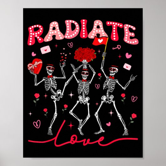 Radiology Radiate Rad Tech Valentine Skeleton Hear Poster (Voorkant)