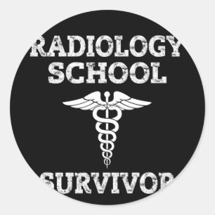 Radiology School Survivor Caduceus Ronde Sticker