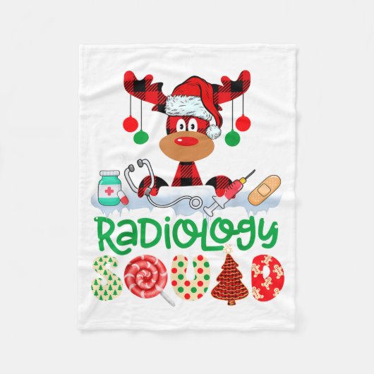 Radiology Squad Nurse Reindeer Buffalo Red Plaid C Fleece Deken (Voorkant)