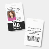Radioloog MD ID Foto Logo Badge (Voor- en achterkant)
