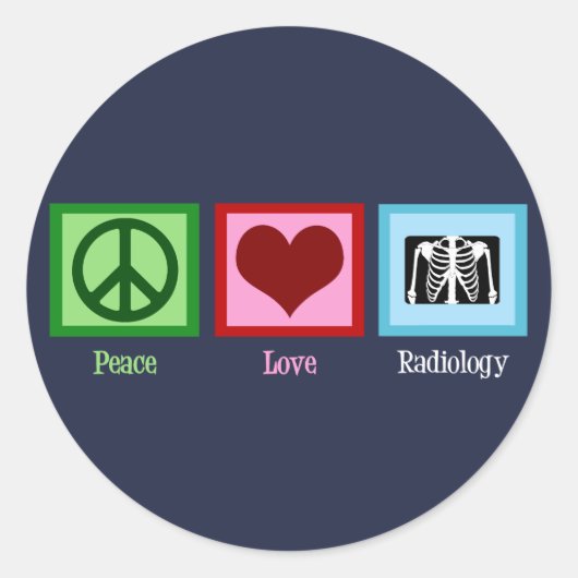 Radioloog Peace Love Radiology Chest X-Ray Tech Ronde Sticker (Voorkant)