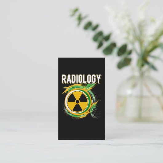 Radioloog tegen radiologisch symbool Xray Visitekaartje (Staand voorkant)