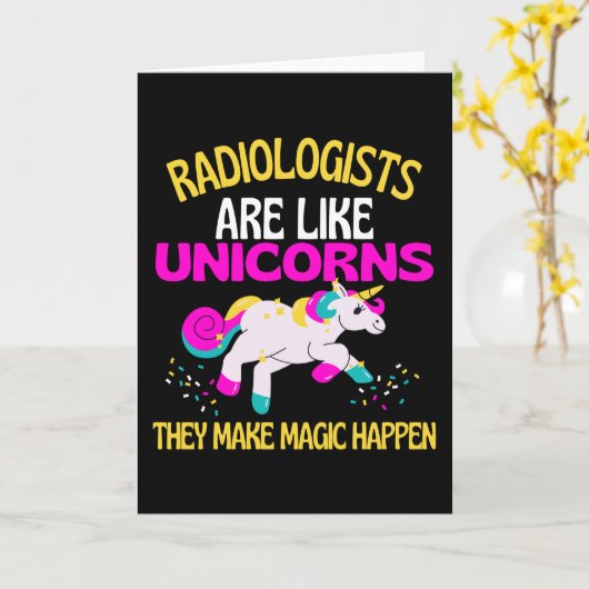 Radioloog Unicorn, Magical Unicorn Radioloog Kaart (Gele Bloem)