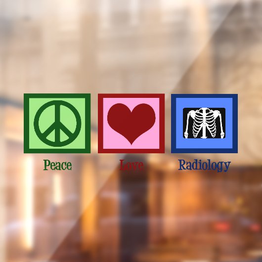 Radioloog van de vredesliefdesradiologie raamsticker (Vel 2)