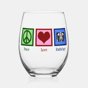 Radioloog van de vredesliefdesradiologie wijnglas zonder voet