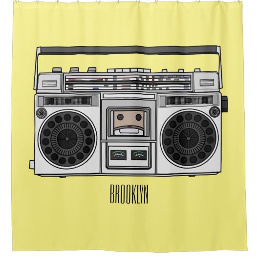 Radioregeling cartoon douchegordijn (Voorkant)