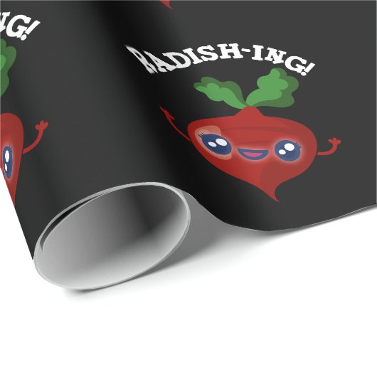Radish ing Funny Veggie Radish Pun Dark BG Cadeaupapier (Rol Hoek)