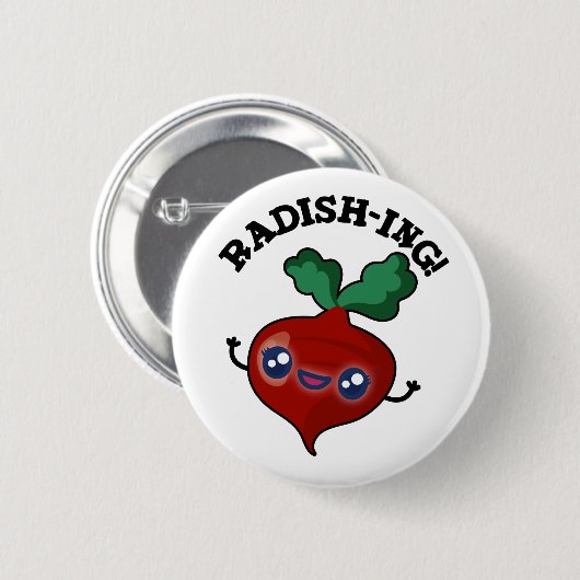 Radish-ing Funny Veggie Radish Pun Ronde Button 5,7 Cm (Voorkant /achterkant)