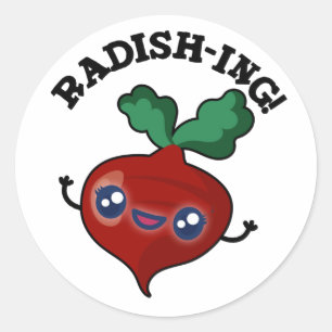 Radish-ing Funny Veggie Radish Pun Ronde Sticker